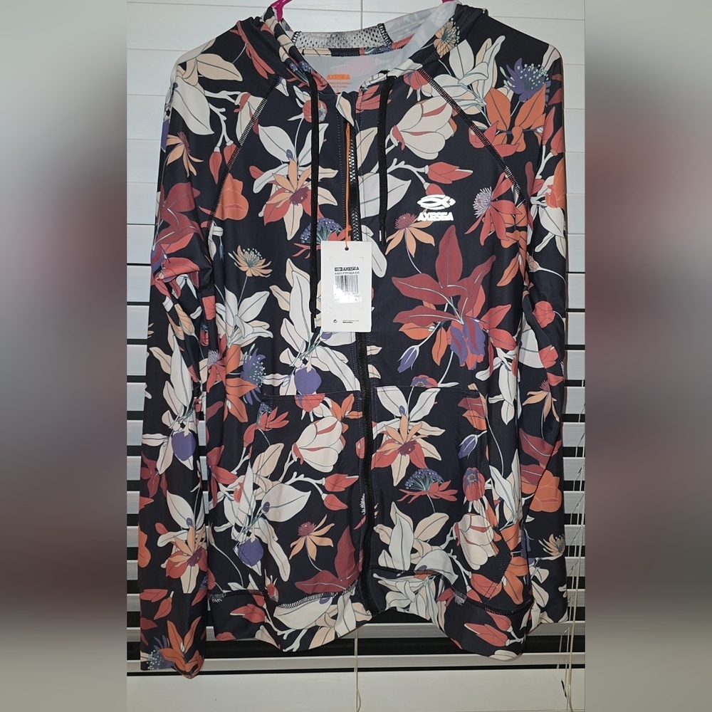 Floral Women's Hoodie - Black and Orange by Ellesse